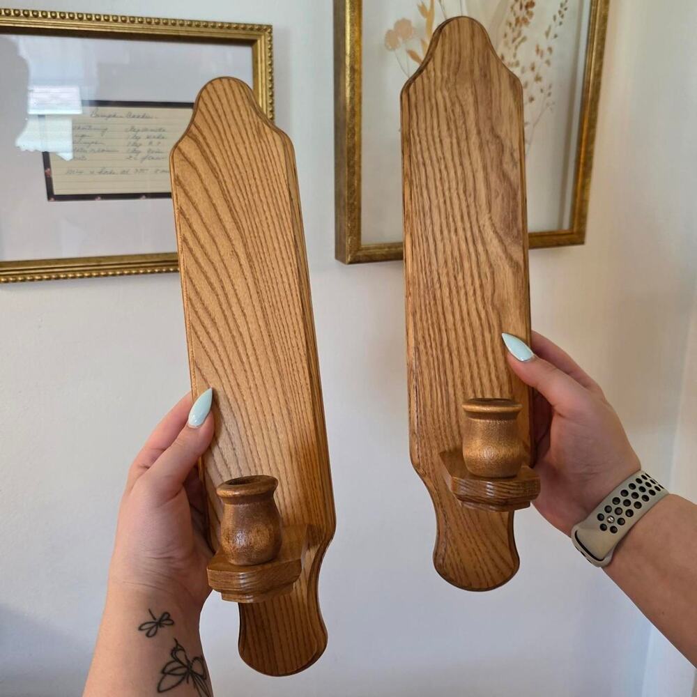 Mid Century Modern Wooden Candle Holders